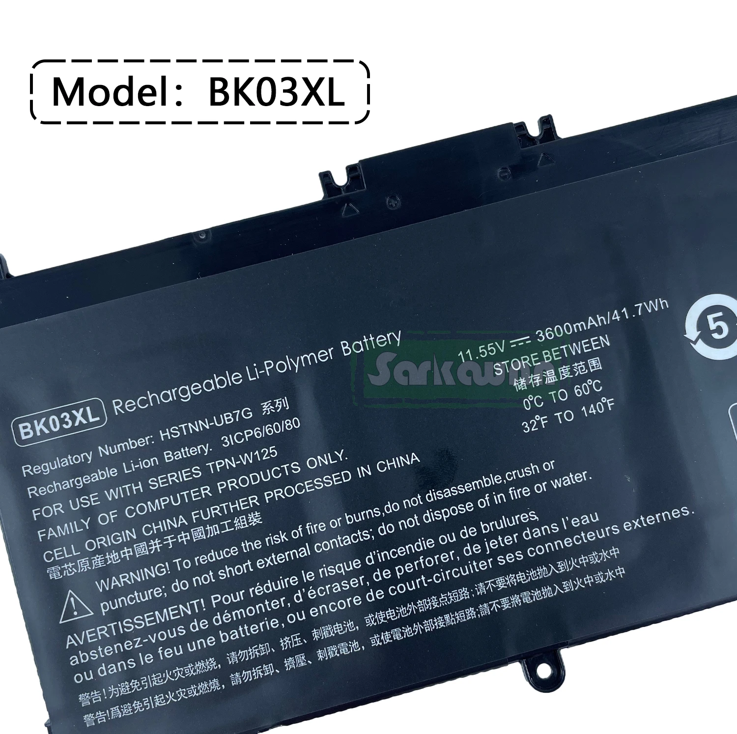 SARKAWNN – batterie 3 cellules BK03XL pour ordinateur portable HP X360 14M-BA 14-BA102TU