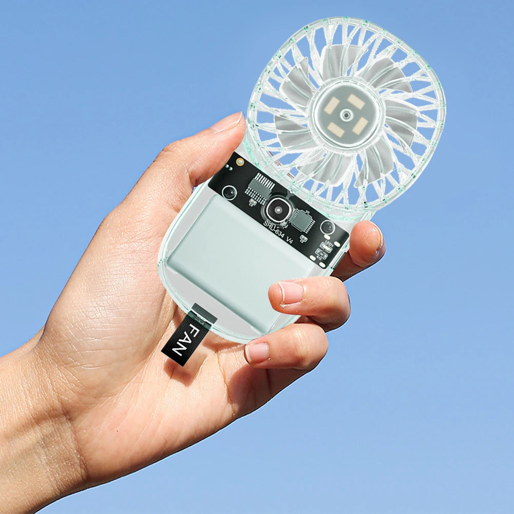 مروحة تبريد هواء للجيب قابلة للتعديل، مروحة كهربائية شخصية بقدرة 1200 مللي أمبير في الساعة، مروحة محمولة صغيرة للتخييم والسفر في الهواء الطلق