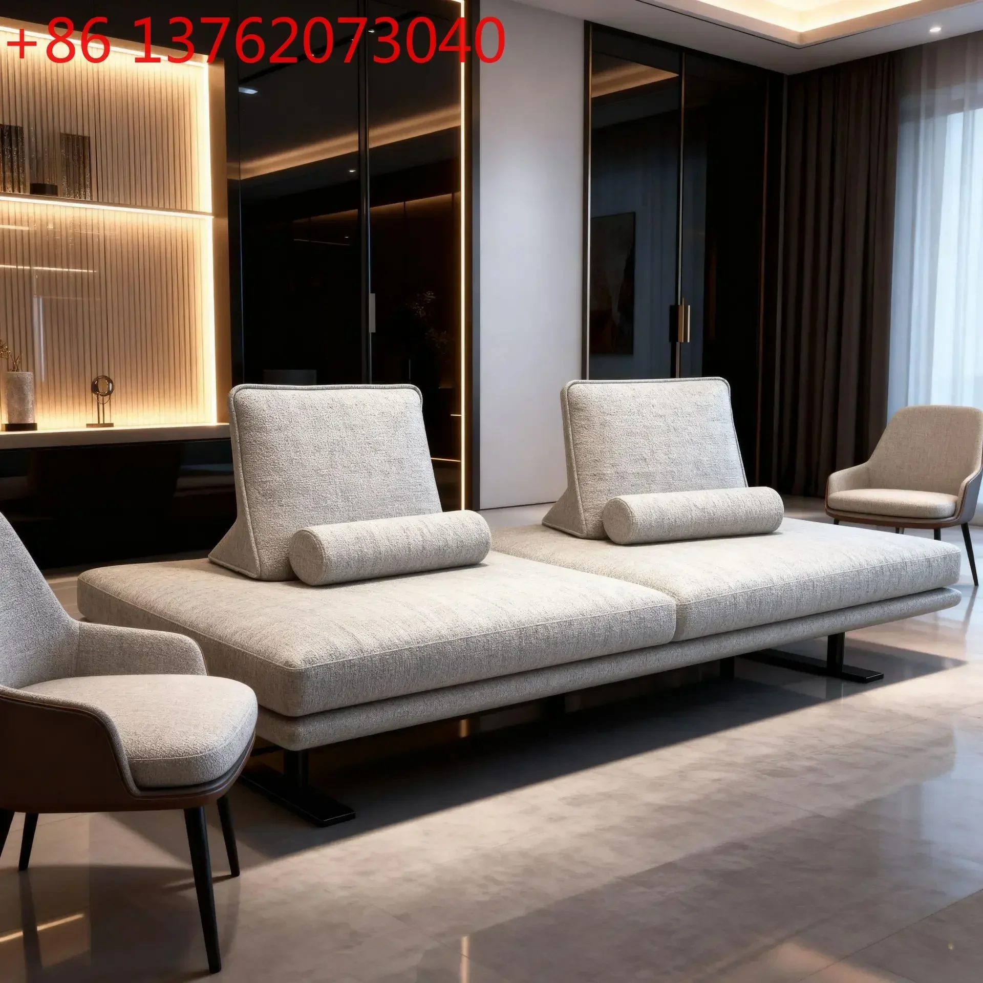 Sofa small apartment bay window mobile backrest without armrests cotton and linen fabric sofa