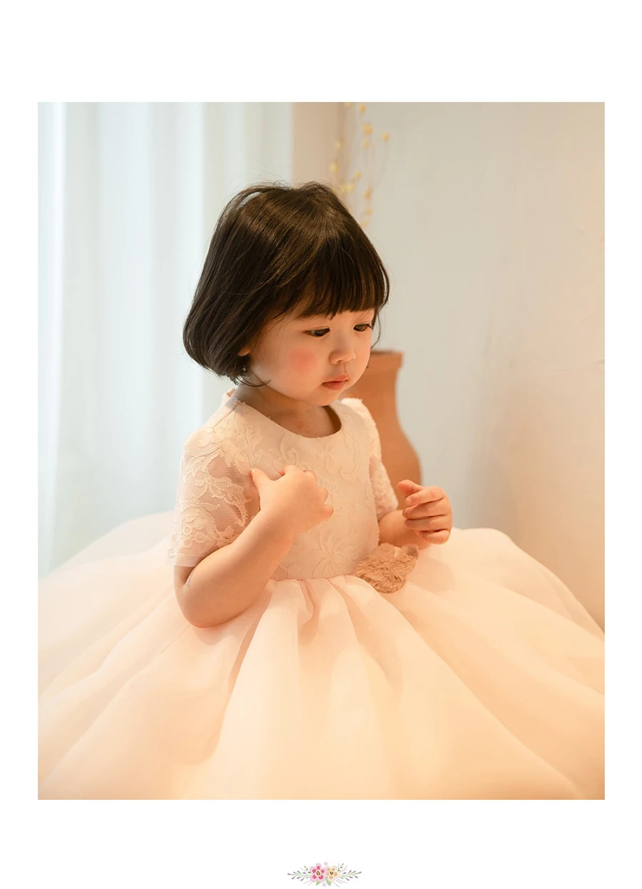 Princesa vestido para menina, rendas, flor, high-end, pequeno, para festa de aniversário, casamento, para o bebê, 1 ano de idade