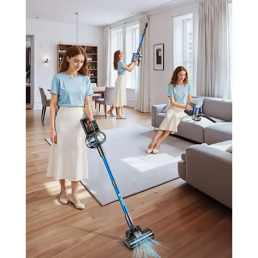 مكنسة كهربائية، مكنسة كهربائية لاسلكية 8 في 1 مع 3 أوضاع شفط، وقت تشغيل يصل إلى 45 دقيقة، قابلة لإعادة الشحن، قائمة ذاتيًا، سلكية