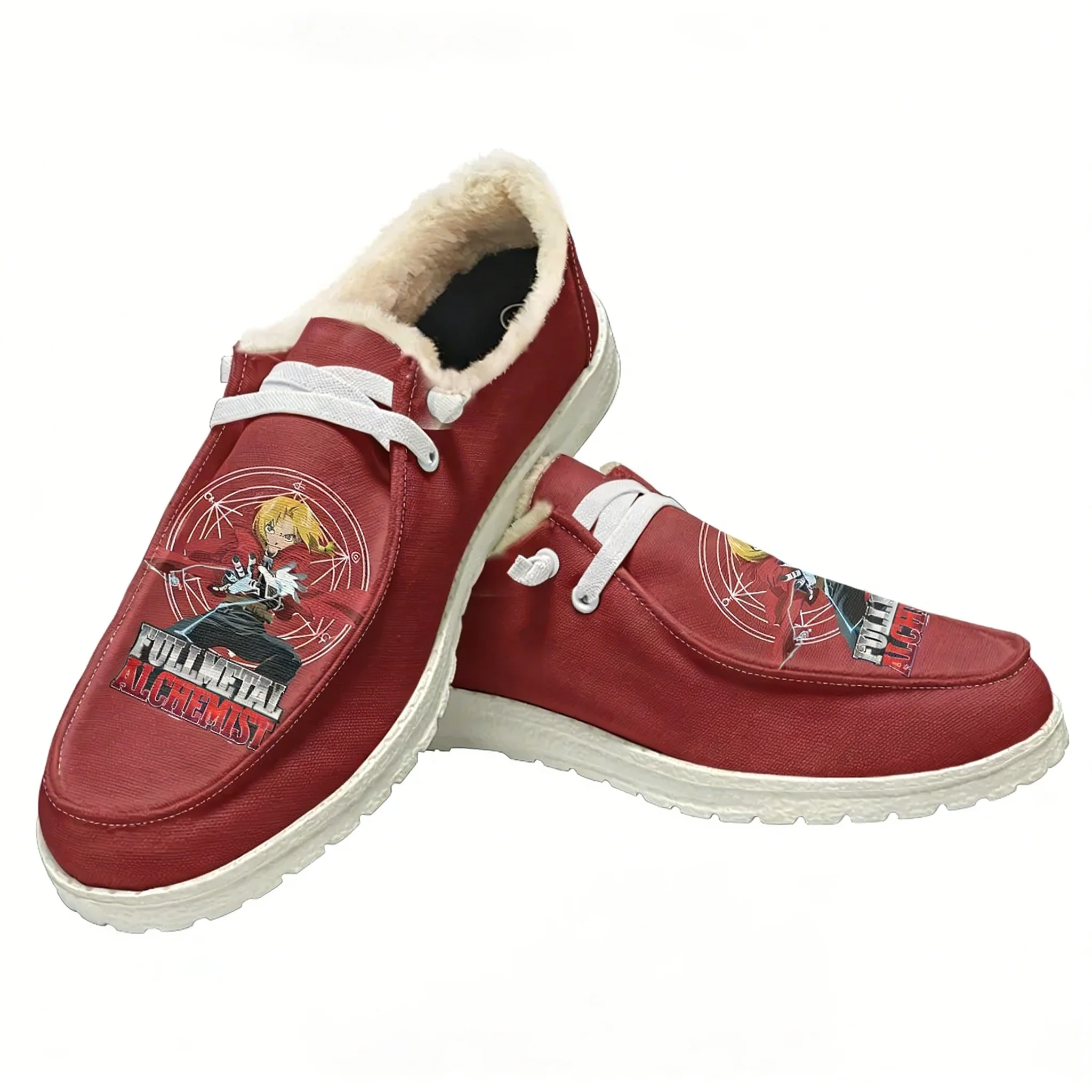 

Fullmetal Alchemist Velvet Flat Shoes Mens Womens Teenager Warm Casual Shoe Indoor Outdoor Light Couple Print Customized Shoes