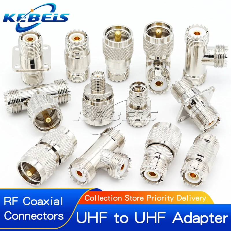 1Pcs Adapter UHF PL259 SO239 to UHF Male Plug & Female Jack Straight & Right Angle T Type 3 Way Splitter RF Coaxial Connector