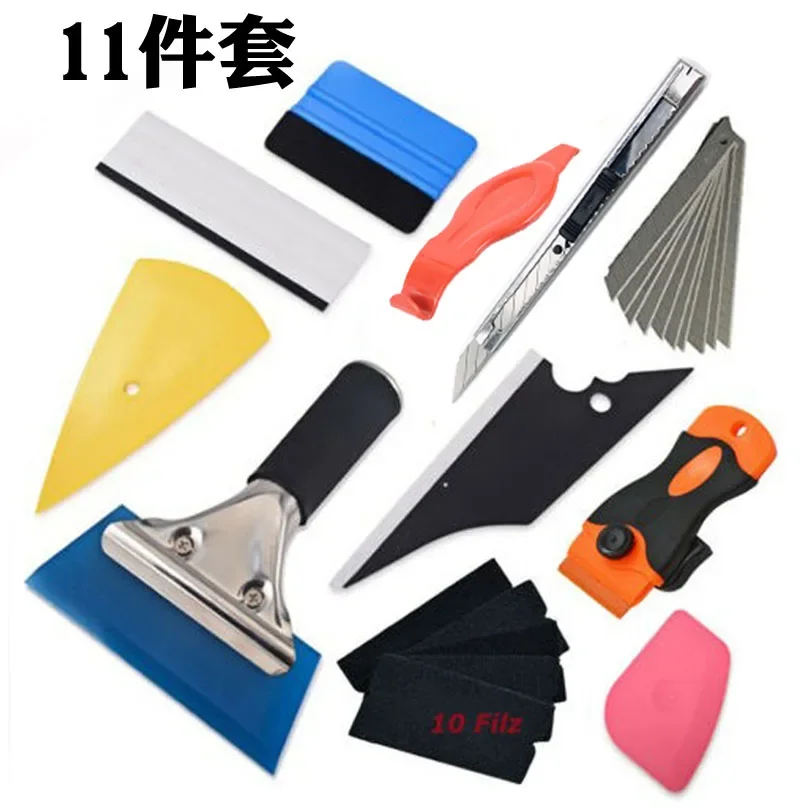 

11Pcs Set Car Tools Wrap Film Sticker Wrapping Tool Auto Window Foil Squeegee Razor Scraper Cutter Aid Tool Window Tinting