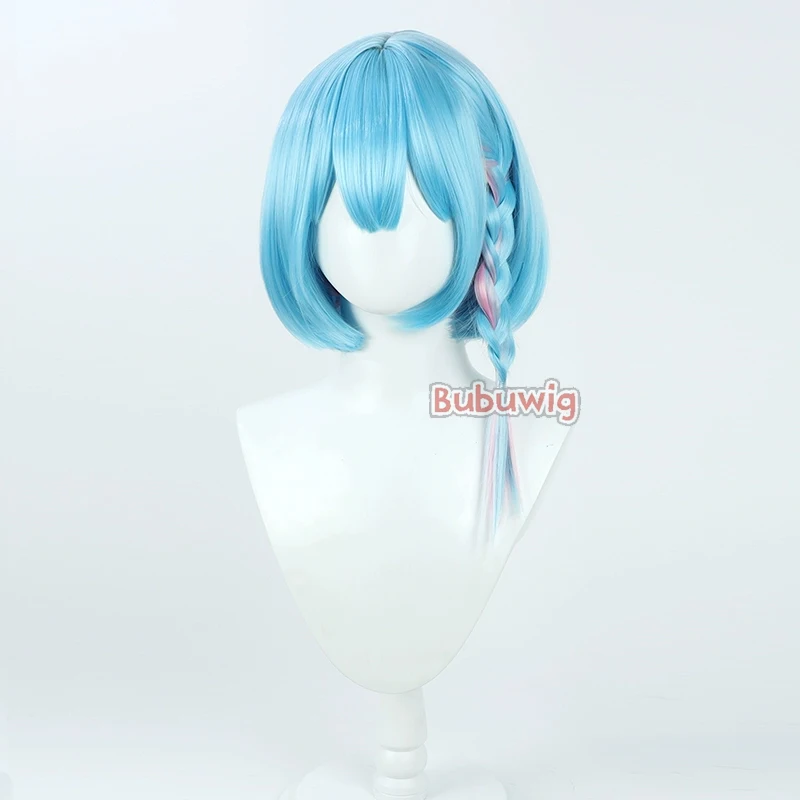 Bubuwig cabelo sintético arona cosplay perucas anime azul arquivo arona 45cm longo reto azul misturado rosa cos peruca resistente ao calor