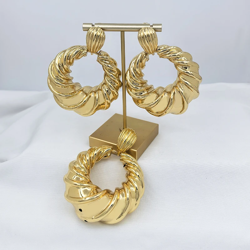 African Necklace Drop Earrings Big Size Pendant Nigerian Jewelry Sets For Ladies Bridal Party Wedding Jewellery image 5