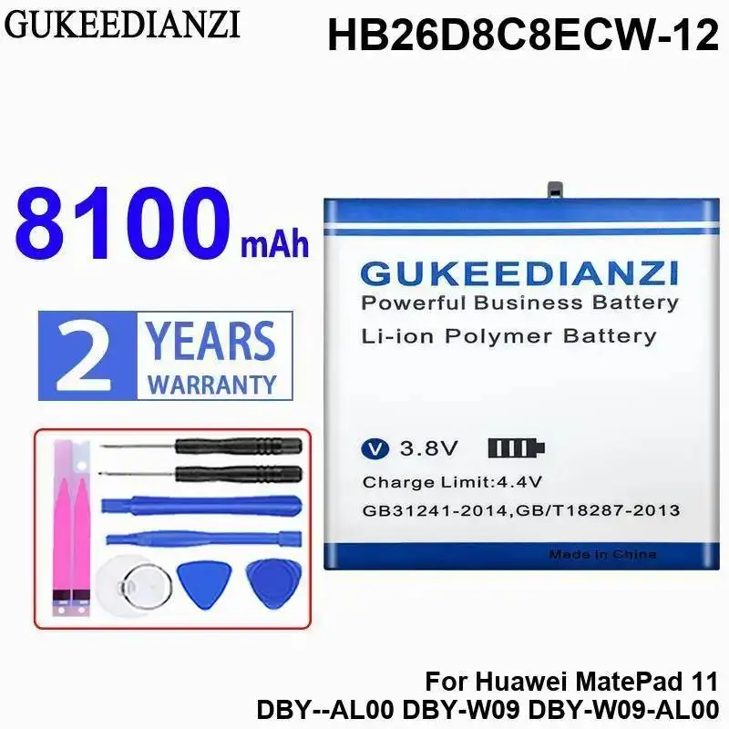 

Аккумулятор для планшета Huawei Matepad 11 Dby-AL00 Dby-W09 Dby-W09-AL00, премиум-класса, быстрая зарядка, HB26D8C8ECW-12, 8100 мАч