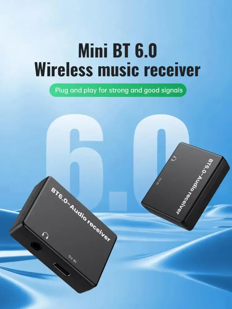 KEBIDUMEI AUX Bluetooth 6.0 Audio-Empfänger 3,5-mm-Klinkenstecker Stereo-Musikempfänger Drahtloser Adapter für PC TV Auto Lautsprecher Verstärker