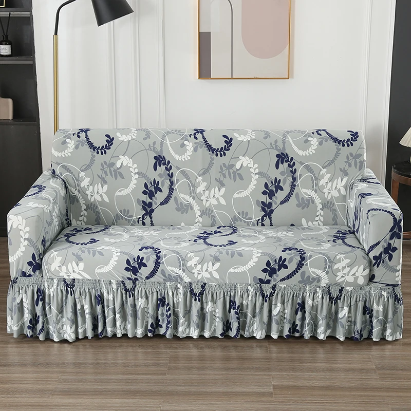 

Printed Sofa Cover Stretch Couch Covers Patterned Slipcovers with Skirt Washable Spandex Furniture Protector for Living Room