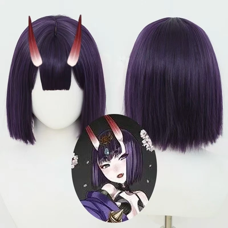 

Парик для косплея по аниме-игре Fate Grand Order FGO, Шутен Доуджи, фиолетовый, короткий, с сеткой-розеткой, термостойкий, из синтетического волокна.