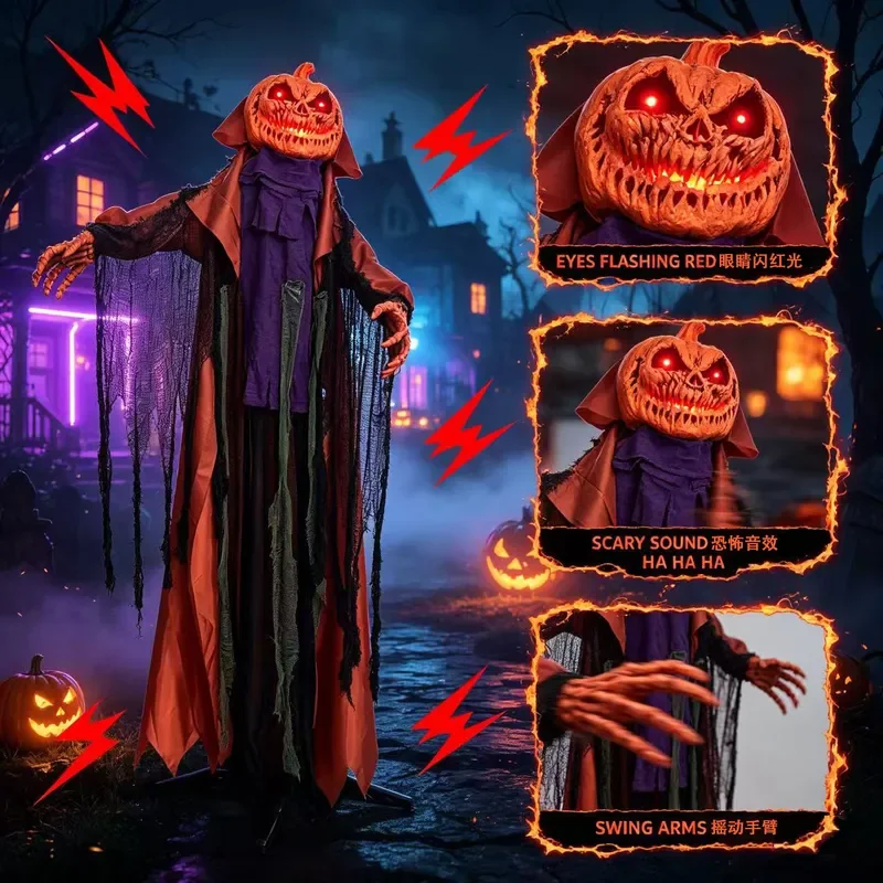 Halloween pumpkin ghost standing rocking electric luminous sound ghost festival venue layout props Internet celebrity outdoor