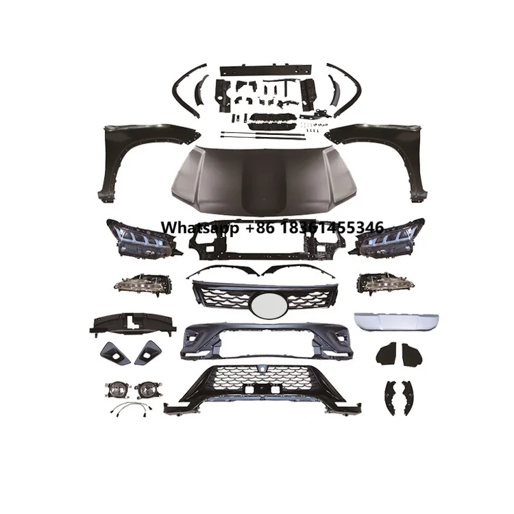 

2012- 2015 Upgrade 2021 Style Body Kits Front Bumper Grille Headlights Fender Hood Body Kit For Fortuner