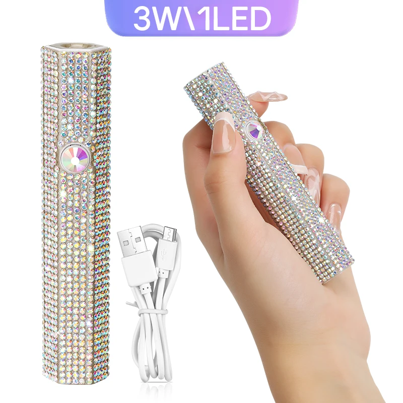 ハンドヘルドネイルドライヤーランプ,ダイヤモンド,UV, LED,すべてのジェルネイルポリッシュの硬化,USB充電式,速乾性,ネイルアートツール