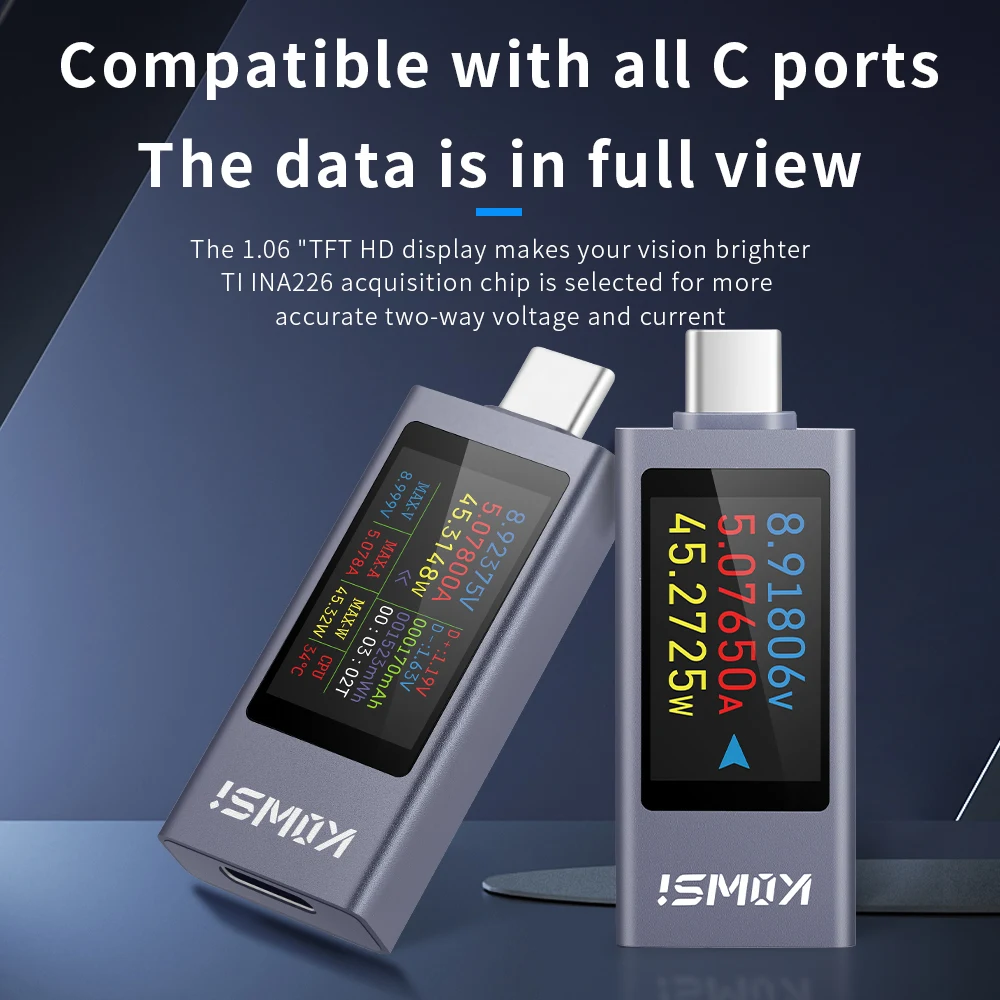 Imagem -03 - Multi-função dc Tensão Amperímetro Medidor de Potência Power Bank Celular Tester Carregamento Tipo-c 430v 012a Kws2303c