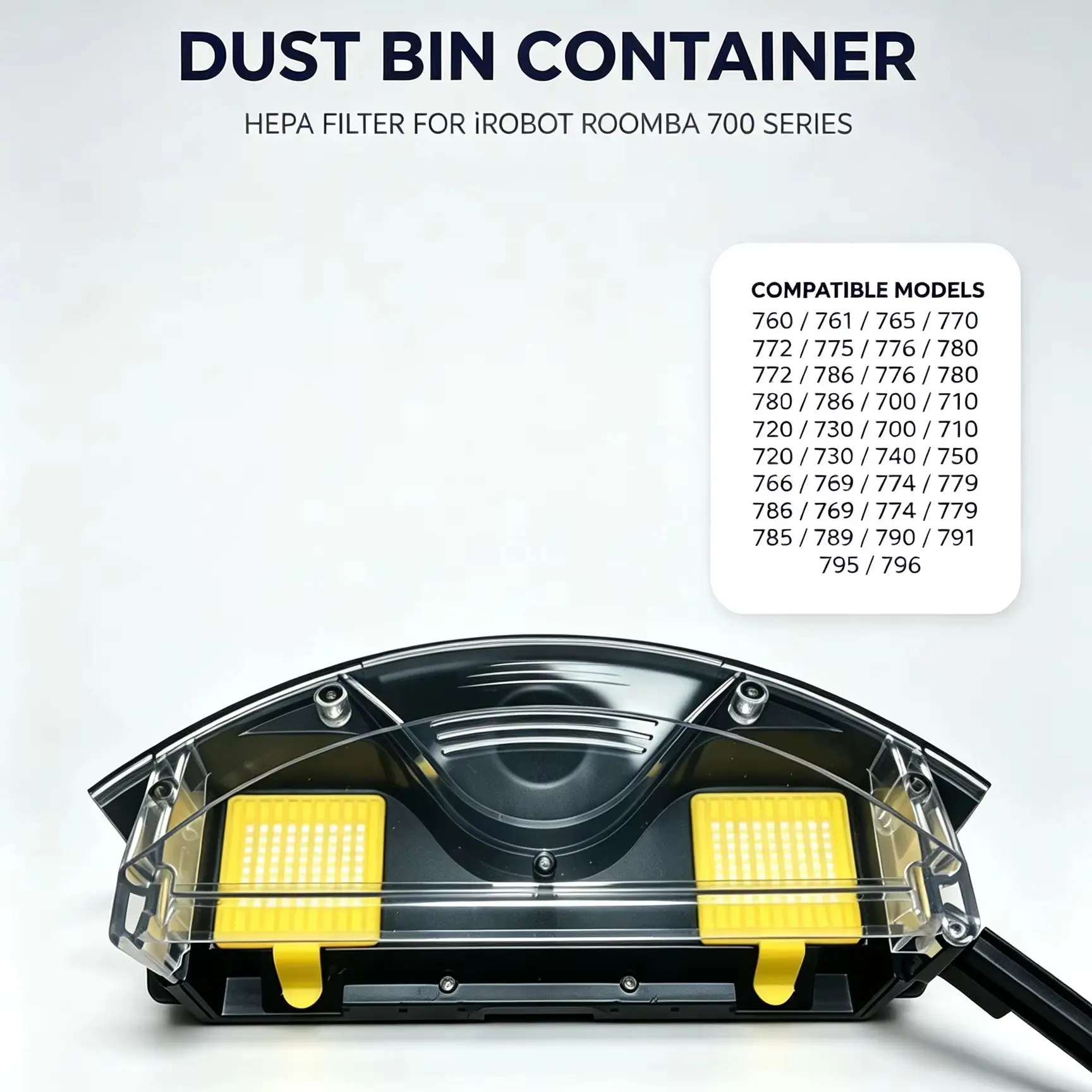 Image of Staubbehälter mit HEPA-Filter für iRobot Roomba 700 Serie 770 780 790 760 765 775 776 782 772 786 785 Staubsauger-Zubehör