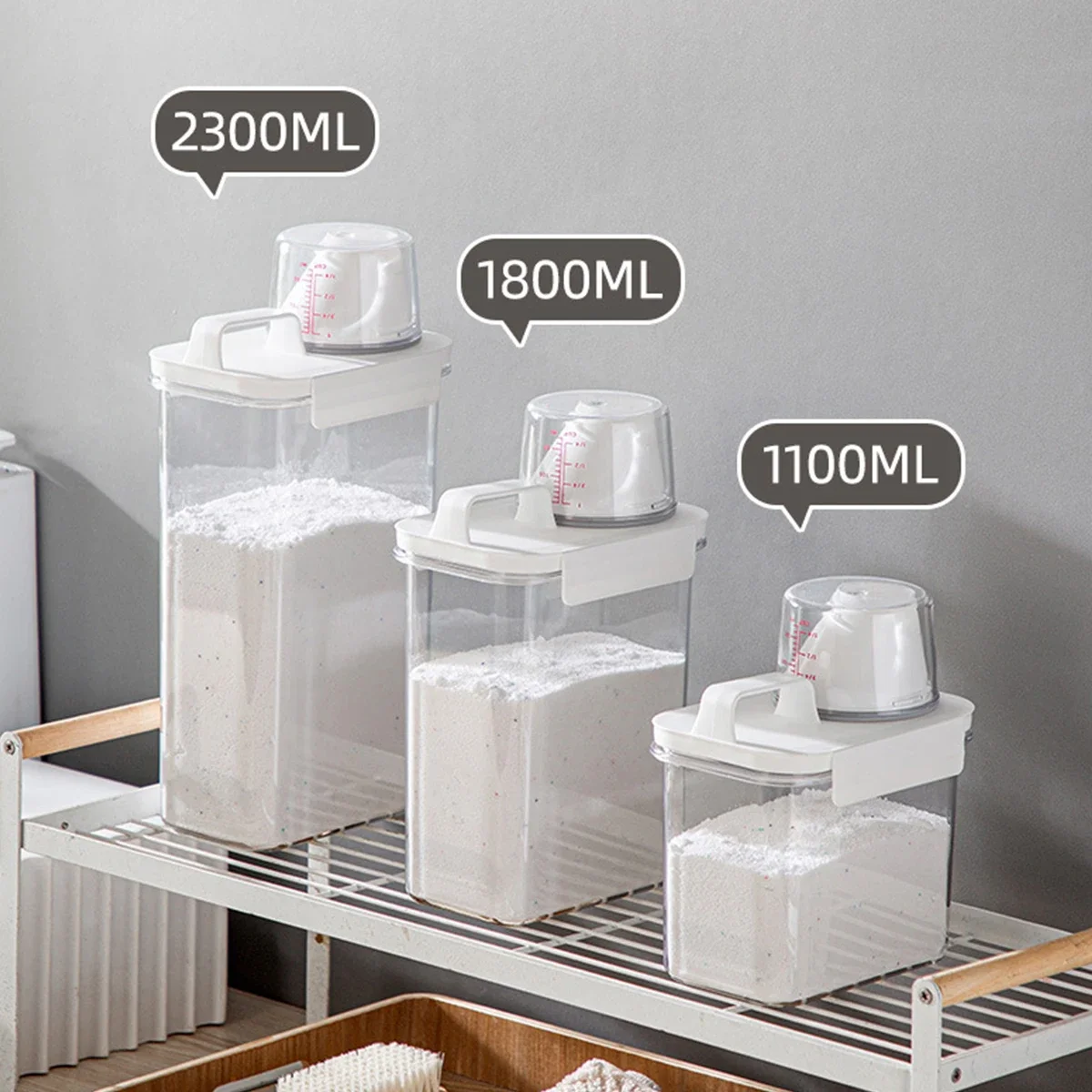 2.3L Airtight Laundry Powder/Cereal Storage Container with Lid and Labels 6