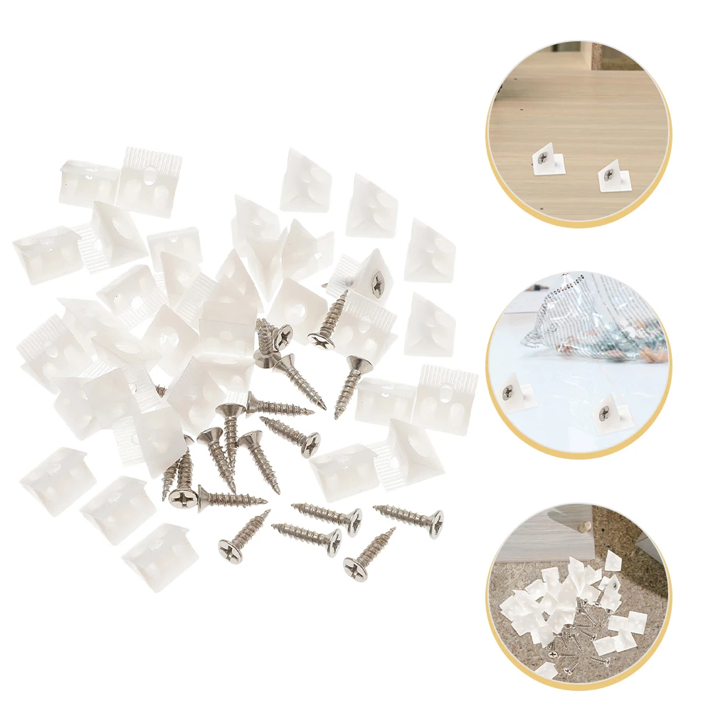 

106pcs niture Wedge Plastic Drawer Bracket L-Shaped Corner Brace For Drawer Bottom Sagging Cabinet Reinforcement Screws