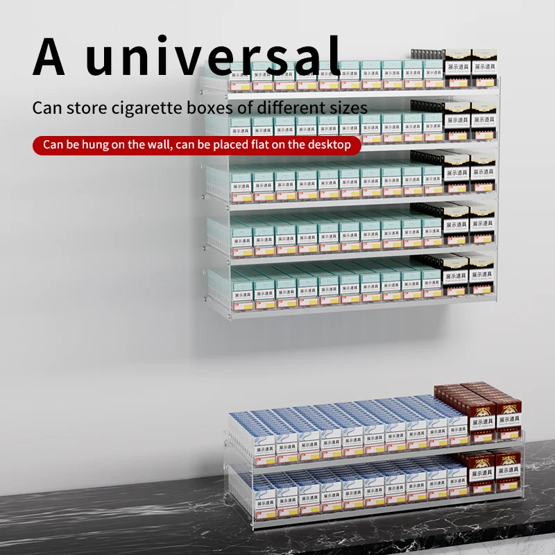 10 Packs Automatic Cigarette Pusher Rack Multi-layer Supermarket Acrylic Cabinet Tobacco Display Holder Shelf Smoke Organizer