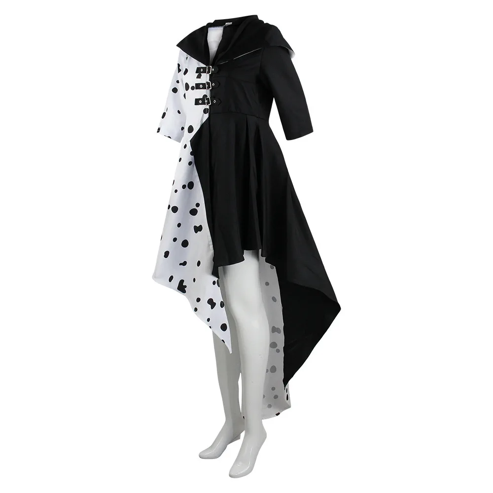 Cuiilla De Vil Spot Costume Performance Halloween 101 Cos Dress Black White Devilish Women's Traditional Stage Clothing