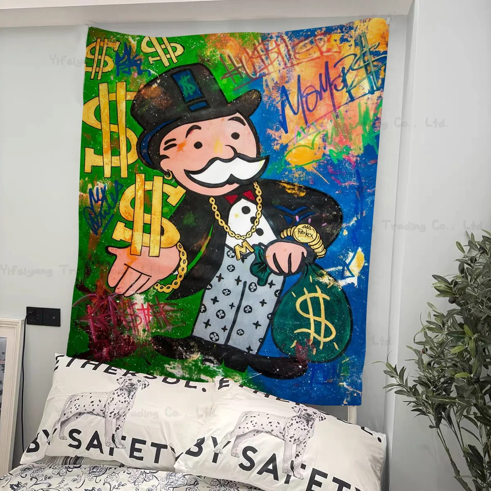 

Art Monopoly Rich Street Cartoon Tapestry Art Science Fiction Room Home Decor Wall Hanging Sheets