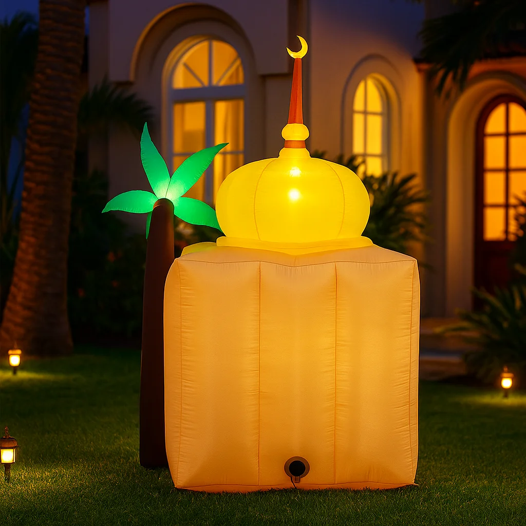 2.4メートル/8フィート ラマダン用インフレータブルおもちゃ ラマダンココナッツツリーキャッスル インフレータブルモデル LEDライト 中東ヤードフェスティバルデコレーション