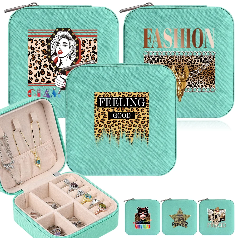 

Women's Jewelry Storage Box Fashion Jewels Organizer Boxes PU Leather Waterproof Jewel Case Organizer Leopard Printing