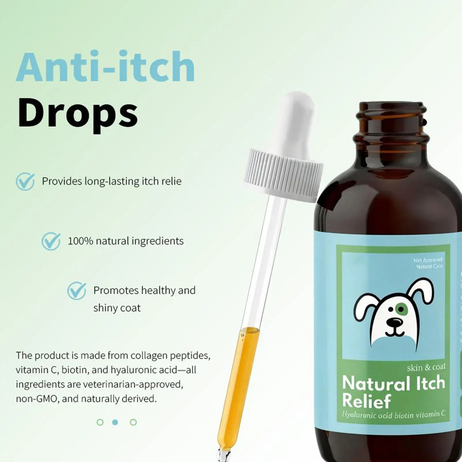 Spray para Aliviar la Picazón en Perros, 60 ml, Aceite Natural Calmante, Antipicazón para Razas Pequeñas y Grandes, Alivia la Piel Seca, Alergias y la Caída del Pelo, Cuidado de la Salud