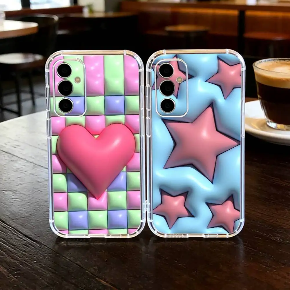 3D Inflated Design   Phone Case For SamsungA10,12,20,21S,30,31,40,50,51,52,70,71 Transparent Cover