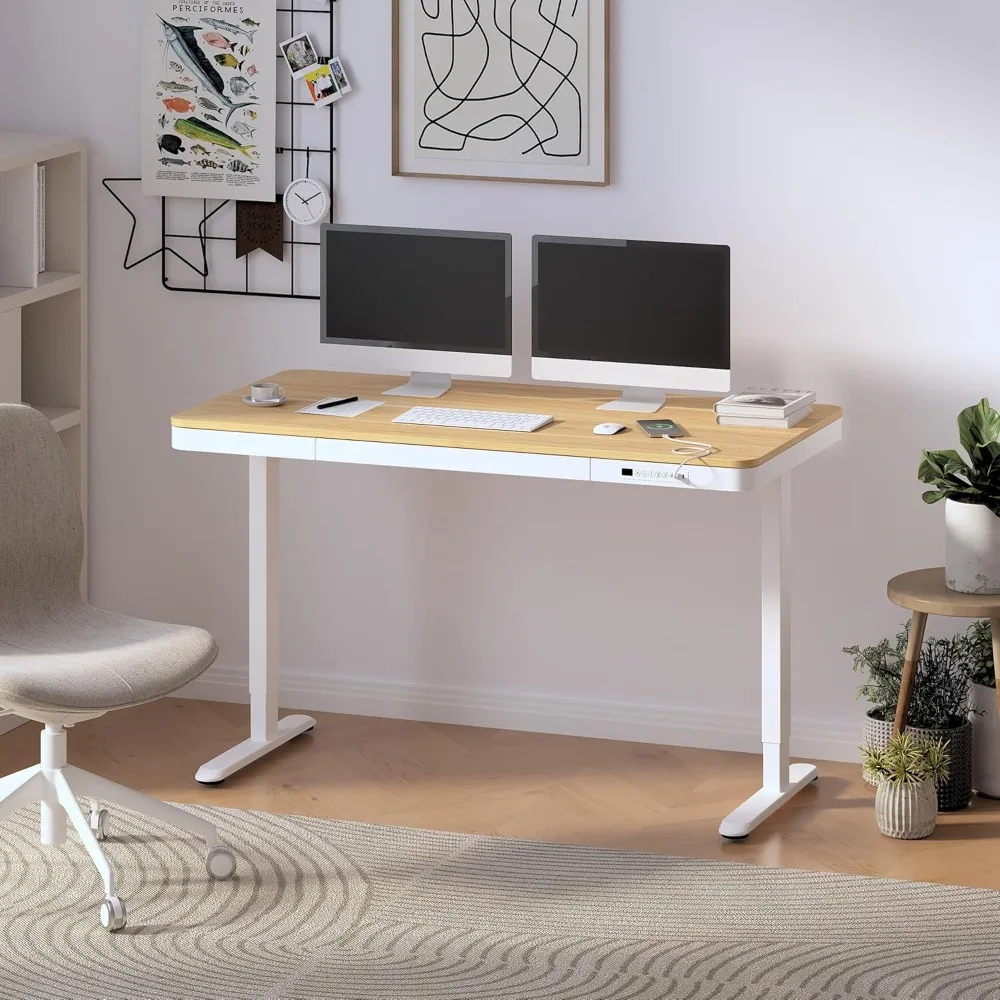 

55" Electric Standing Desk with Drawers, Office Sit Stand Desk with Storage, USB Charging, Computer Desk for Home Office