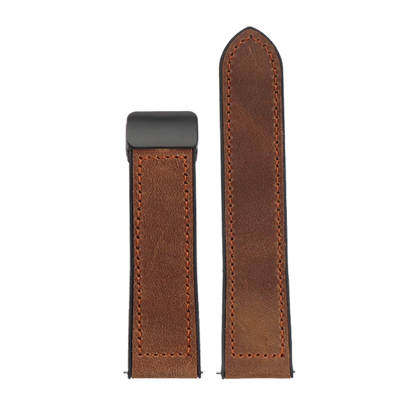 Magnetic Buckle cowhide Genuine Leather watch Strap 20 22mm Quick release Soft waterproof Men Silicone bottom watchband bracelet