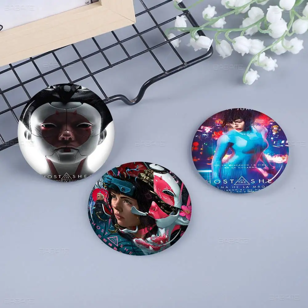 Japan Anime Ghost In The Shell Tinplate Pin Button Custom Anime Role Old-school Brooch Cartoon Collar Badge Jewelry Gift Fans