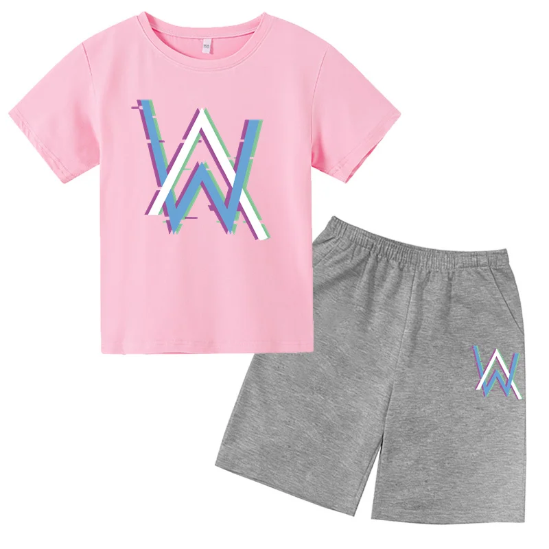 

T-shirt Set Kids for Boys and Girls aged 2-12 Two-piece Cartoon Printed Digital Casual Sports T-shirt Set Short Sleeved+shorts