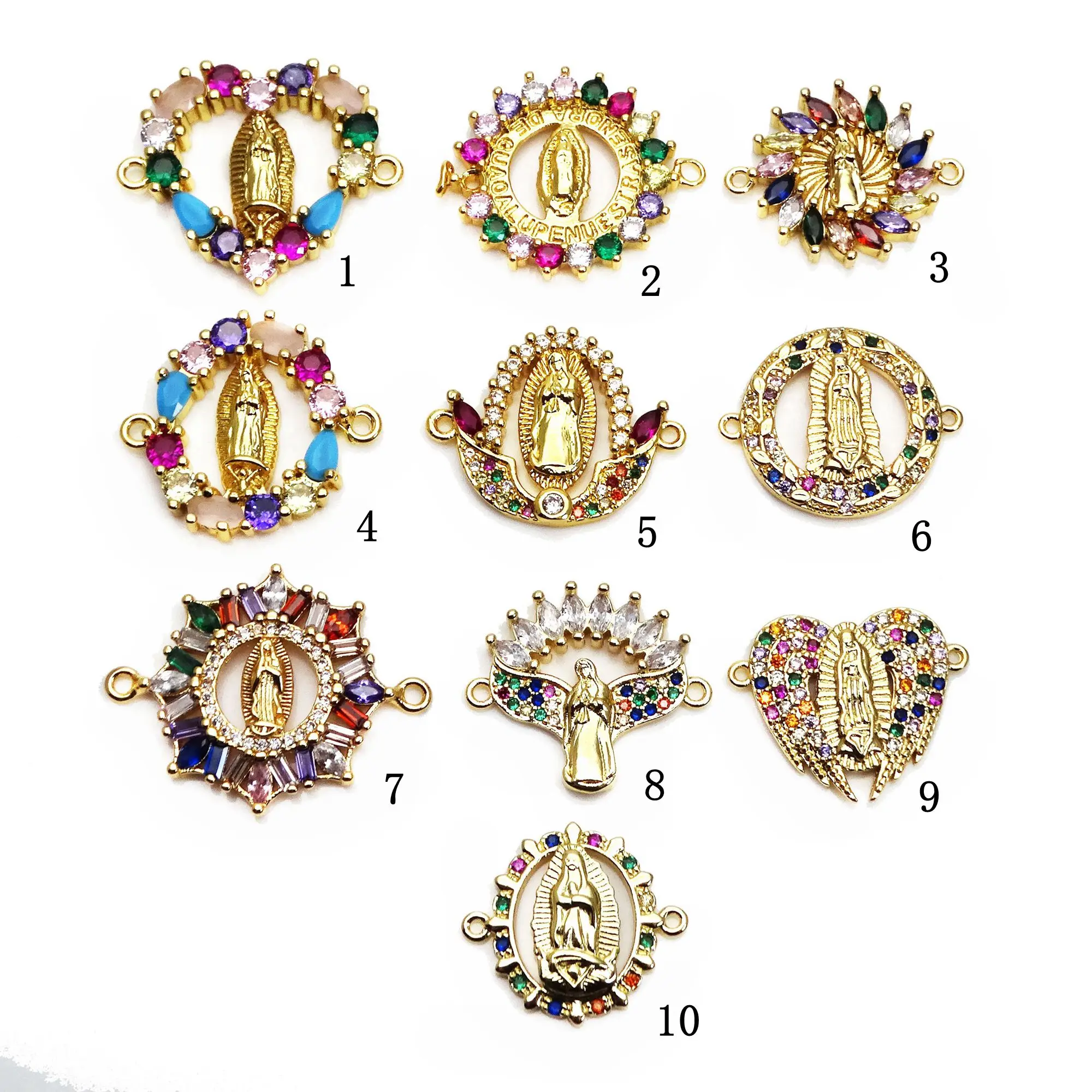 Micro color zircon inlaid virgin Mary Style hand card accessory Link bracelet  Notre Dame zircon for Jewelry Making accessory