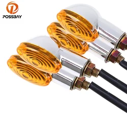 POSSBAY 4Pcs/Lot 12V Universal Motorcycle Turn Signal Indicators Lights Amber Blinker Flasher Motorbike Light Directional