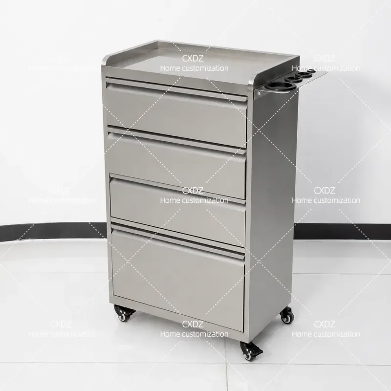 Barber Shop Mobile Tool Cabinet Special Stainless Steel Tool Cart for Beauty Salon Barber Shop Cart Hair Salon Tool Cabinet