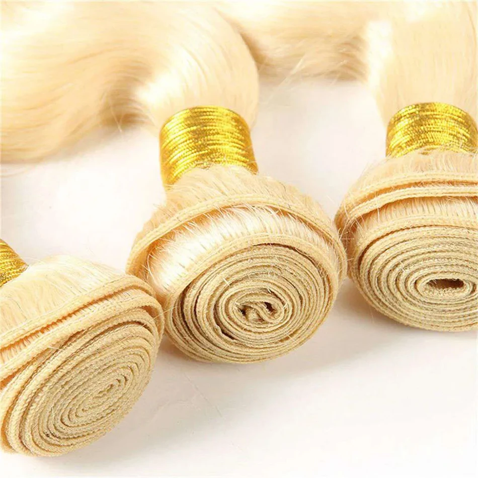 Brazilian Remy 30 34 Inch Bundles Body Wave 613 Honey Blonde 100% Human Hair Bundles Water Wave Weave Weft Extension For Women