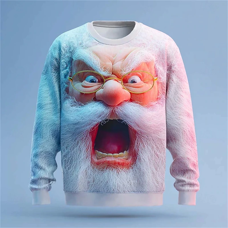 The Angry Santa Claus Christmas Costumes 3D Print Autumn Fashion Sweatshirts Y2K Men Women Sweatshirts Pullover Party Tops 2026