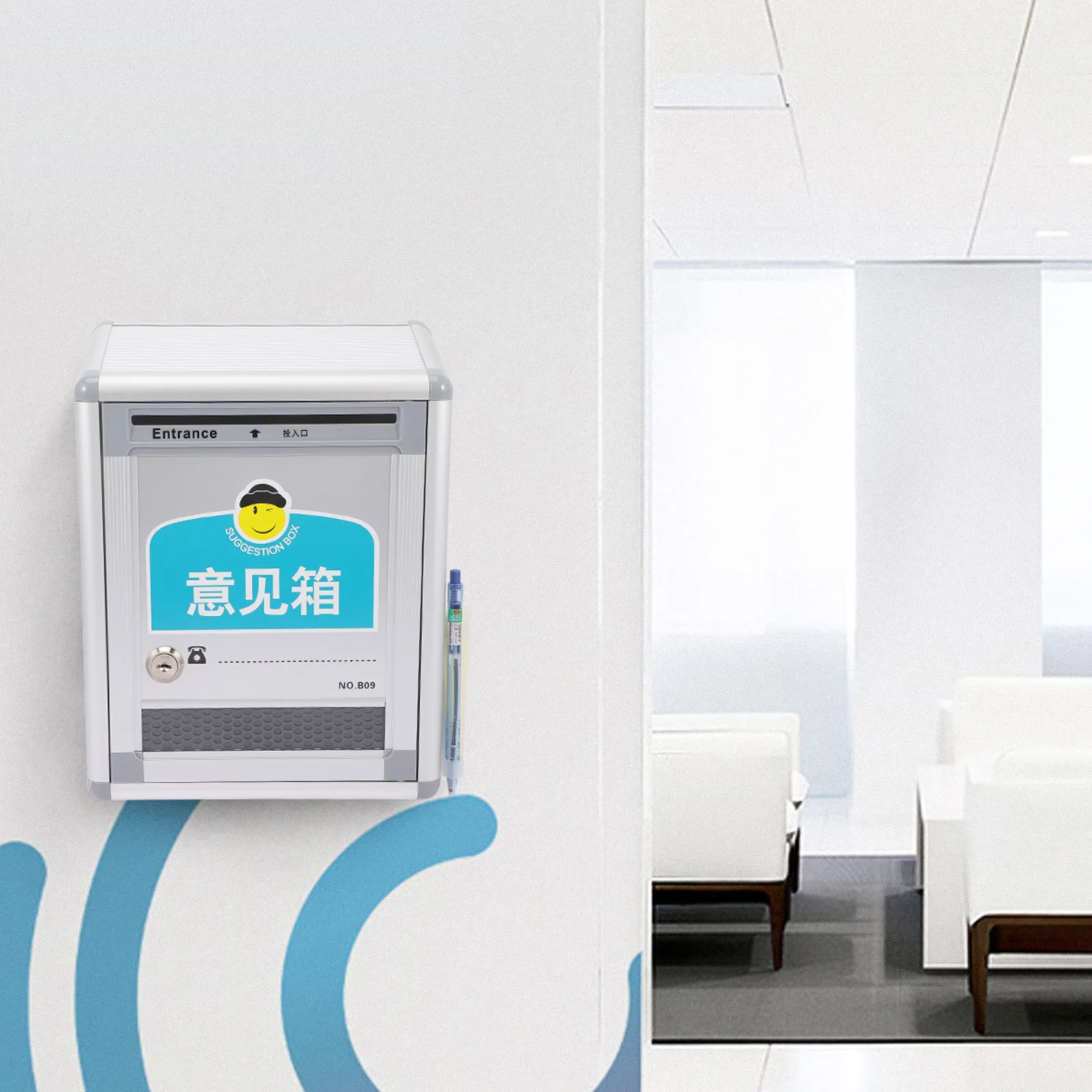 Wall Mount Lockable Suggestion Box Sturdy Rust Resistant Letter Post Storage Mailbox Public Complaint Voting Box