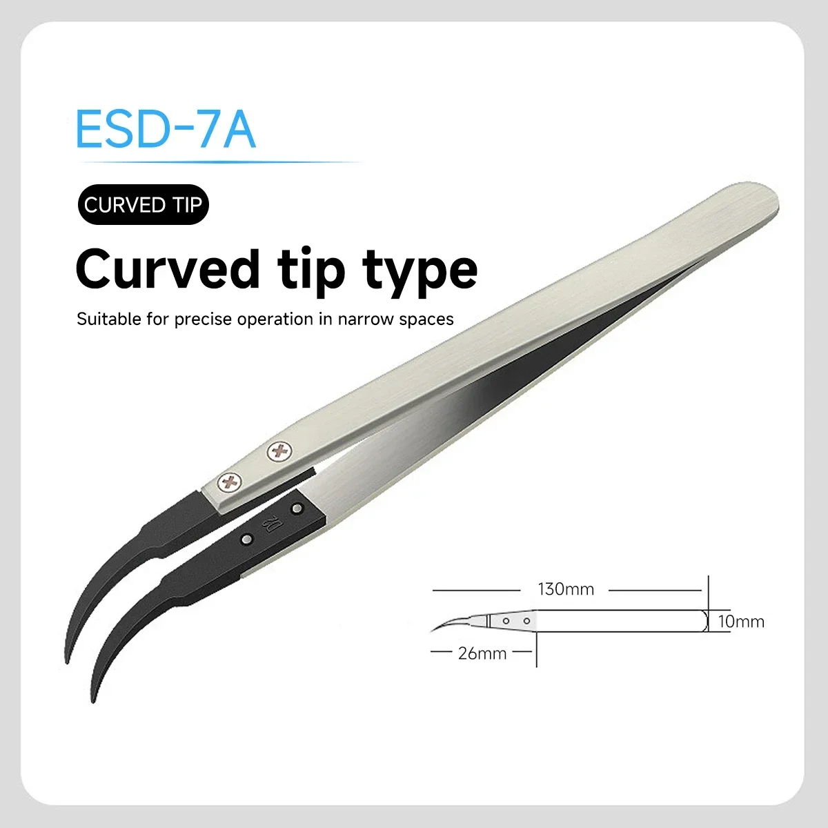 1PC For Watch Hands Installation Work Straight Elbow ESD-259 ESD-259A ESD-7A Handle Stainless Antistatic Plastic Tweezers image 6