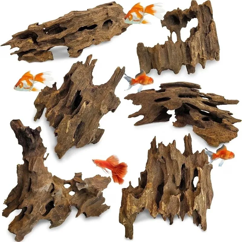 1/2PC Driftwood Aquarium Decor | Natural Plant Material, Ideal for Fish and Reptile Tanks, Provides Hidden Climbing Hideouts