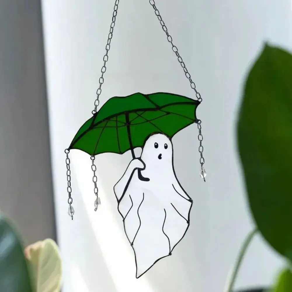 Acrylic Umbrella Ghost Pendant Rear View Mirror Halloween Umbrellas Auto Interior Accessories Cartoon Ghost Ornament