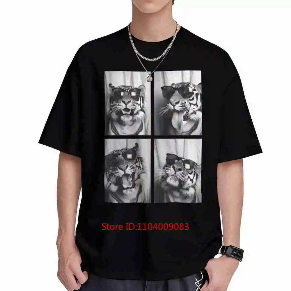 Tigers Wearing Glasses Photo Booth Short Sleeve Tee 100% Cotton T-Shirt