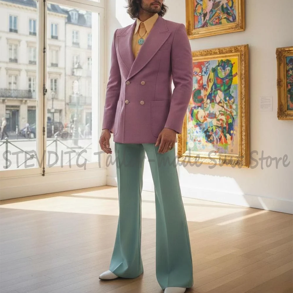 

Elegant Men's Suits for Wedding Regular Fit Double Breasted Casual Business Two-Piece Dress Dinner Party Outfit Luxury Suit