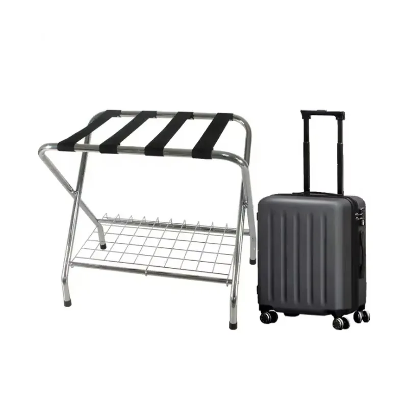 Stainless Steel Folding Luggage Rack for Hotels & Restaurants 50-80kg Capacity 0.8mm Thick LFGB Certified
