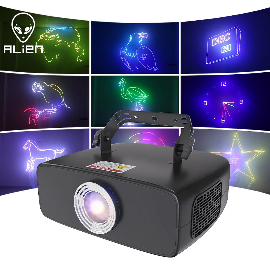 

ALIEN 4W RGB Animation Laser Projector DJ Disco Stage Beam Scanner Light Effect Bar Party Dance Wedding Xmas Birthday Show Lamp