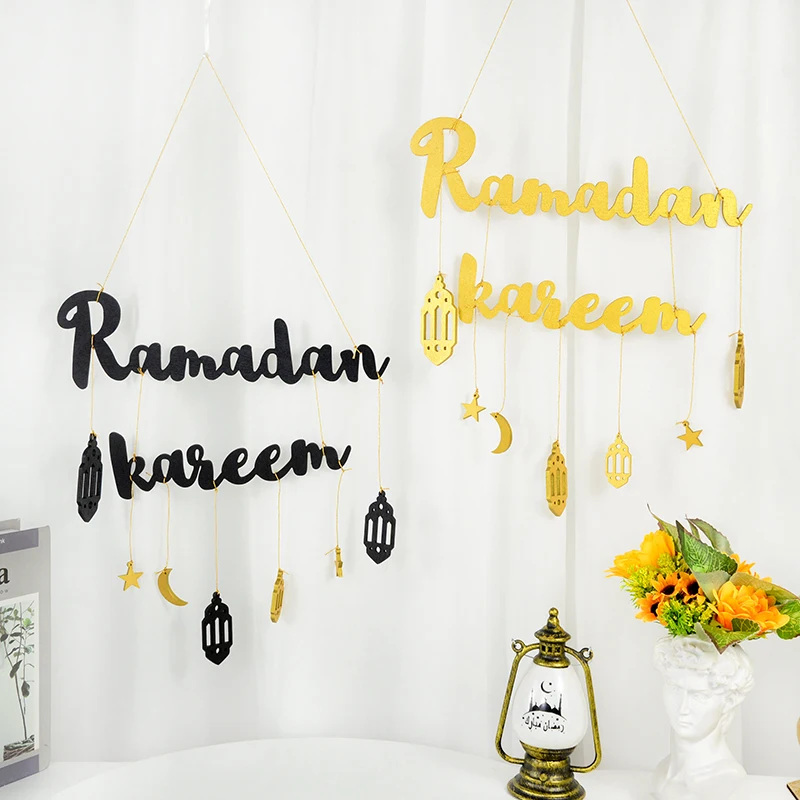 

Eid Mubarak Decor Ramadan Kareem Wooden Wall Pendant Decoration Craft DIY Muslim Islamic Party Decoration For Home