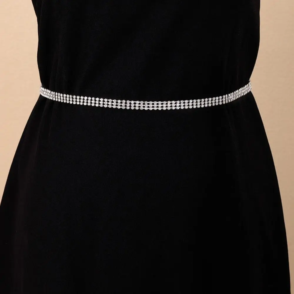 Sparkling Rhinestone Waist Chain Lightweight Adjustable Summer Belt Rhinestone Decor Elegant Elegant Waist Chain