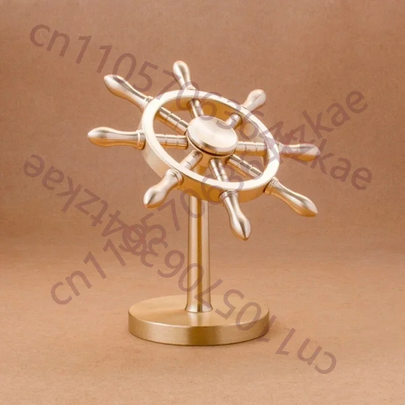 High Quality Brass Rudder Ornoment Rotary Toy Desktop Decoration Helmsman Ship