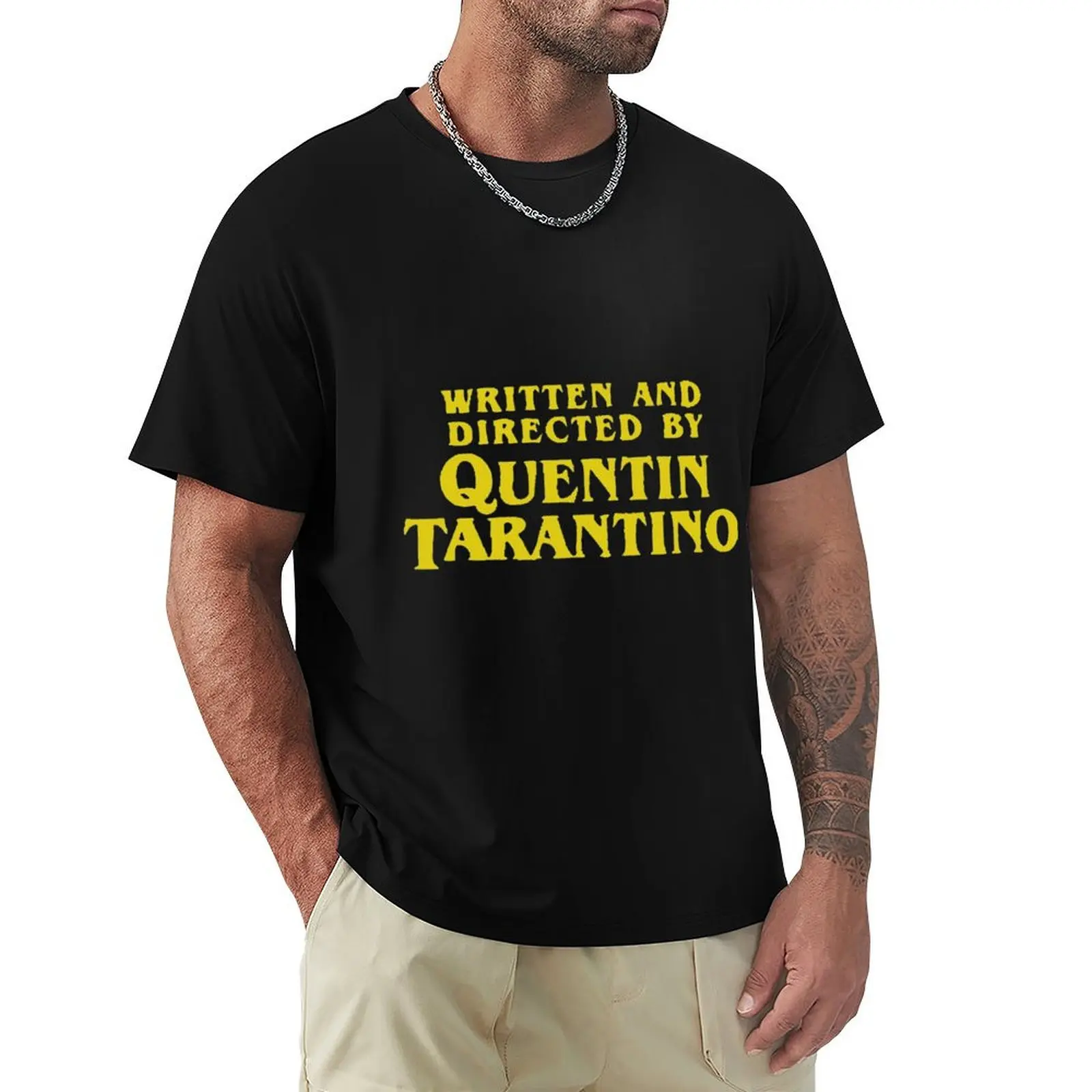 escrito-y-dirigido-por-quentin-tarantino-camiseta-de-manga-corta-informal-de-corte-relajado