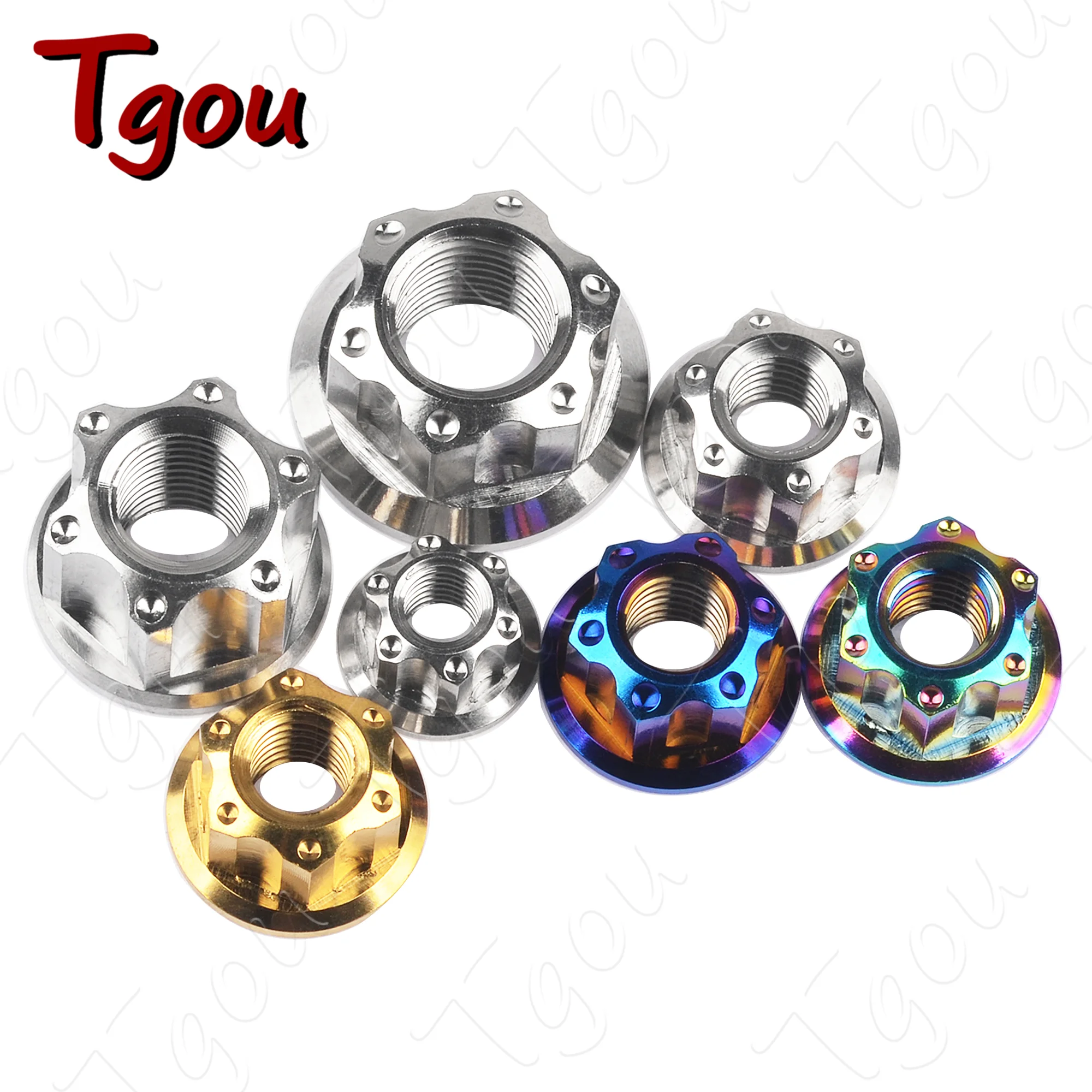 Tgou Titanium Nut M6/M8/M10/M12/M14/M16 Flange Nuts for Motorcycle Bicycle Car